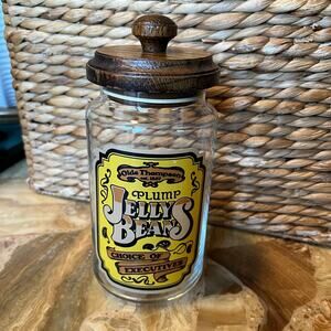 Olde Thompson Plump Jelly Beans Glass Jar Wooden Lid